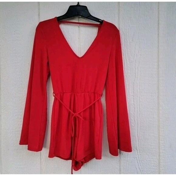 Divided By H&M fairycore romper bell sleeve red longsleeve sz  xxs y2k - Picture 1 of 4